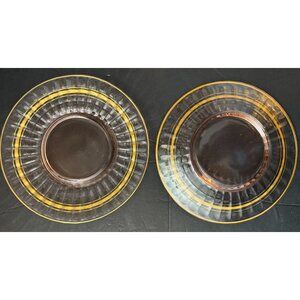 Set of 2 Culver 22K gold Thumbprint 8" Plates no chips/cracks Vintage MCM